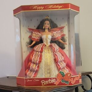Barbie Holiday Doll in Red and Gold Gown